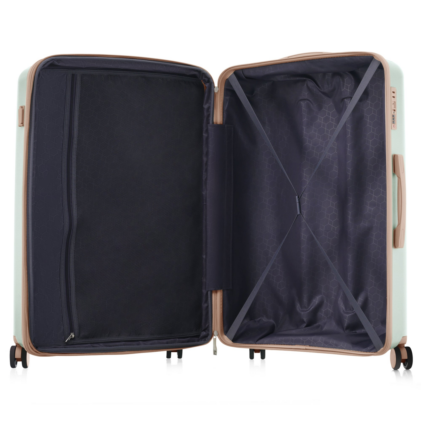 Luggage Sets 3 Piece Suitcase Set 20/24/28 with USB Port,Carry on Luggage Airline Approved,PP Lightweight Suitcase with Spinner Wheels,grey green and golden