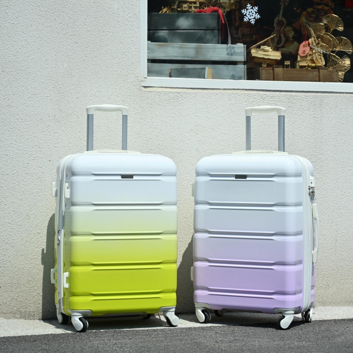 Luggage Set of 3, 20-inch with USB Port, Airline Certified Carry-on Luggage with Cup Holder, ABS+PC Hard Shell Luggage with Spinner Wheels, lemon yellow, New Products In Stock Mid May