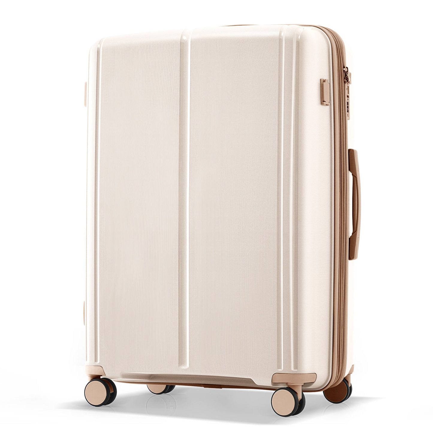 Luggage Sets 3 Piece Suitcase Set 20/24/28 with USB Port,Carry on Luggage Airline Approved,PP Lightweight Suitcase with Spinner Wheels,ivory and golden