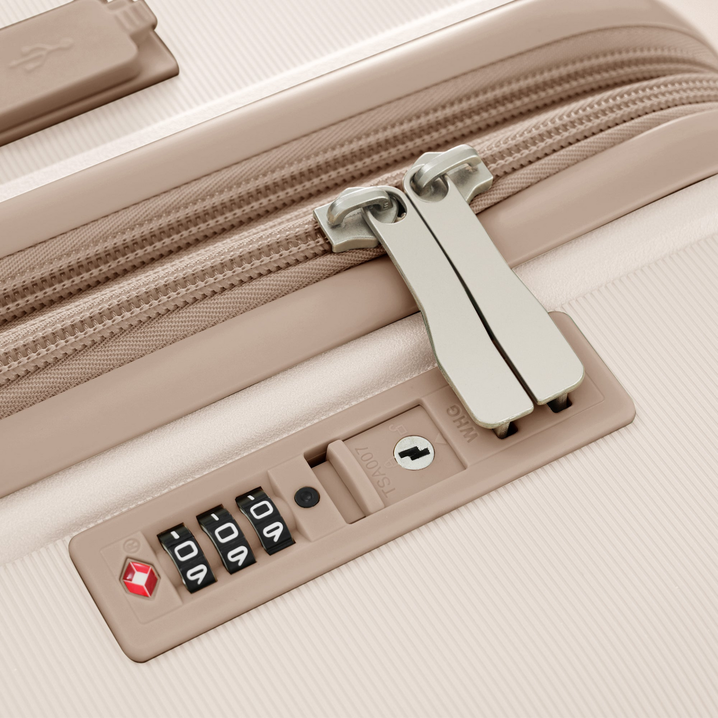 Luggage Sets 3 Piece Suitcase Set 20/24/28 with USB Port,Carry on Luggage Airline Approved,PP Lightweight Suitcase with Spinner Wheels,ivory and golden