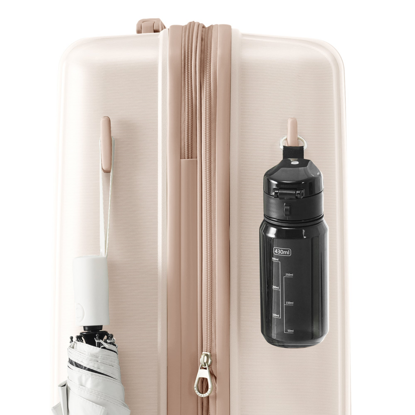 Luggage Sets 3 Piece Suitcase Set 20/24/28 with USB Port,Carry on Luggage Airline Approved,PP Lightweight Suitcase with Spinner Wheels,ivory and golden