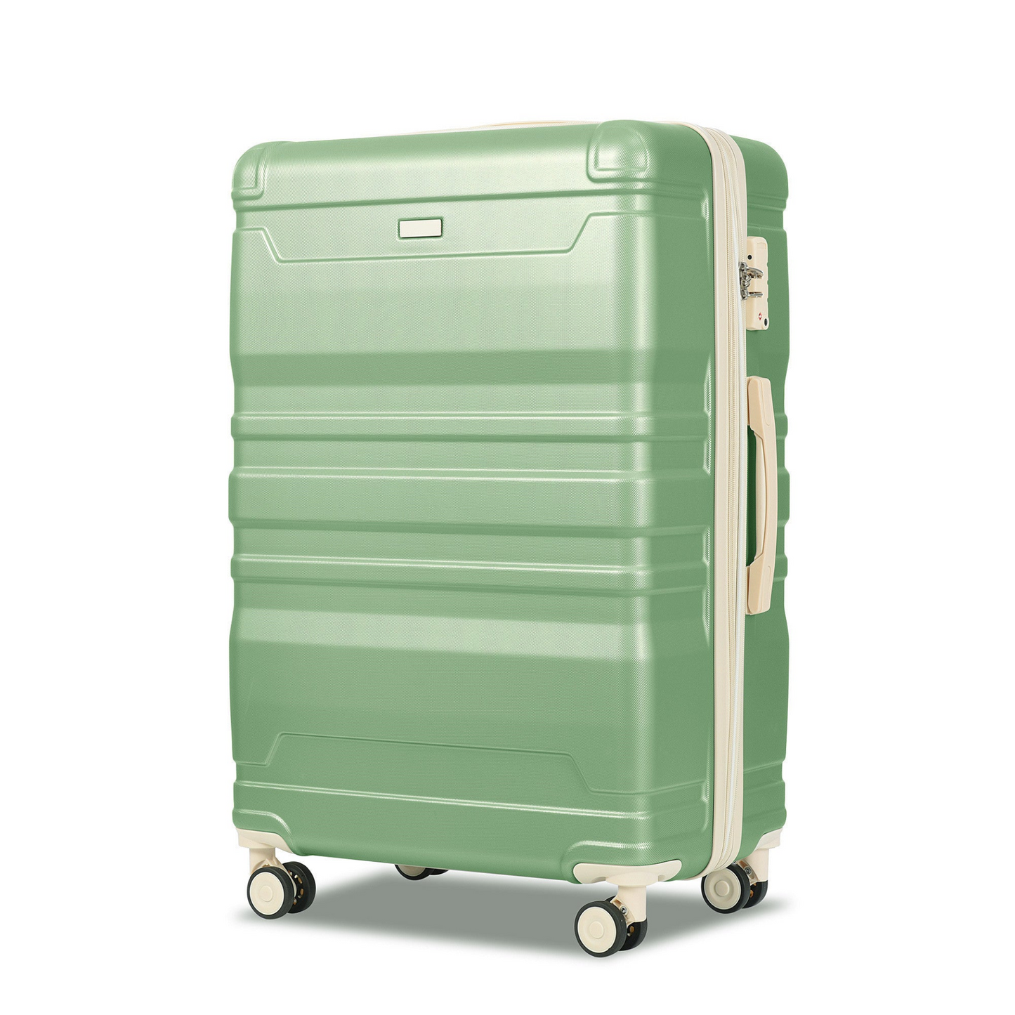 Luggage Sets New Model Expandable ABS Hardshell 3pcs Clearance Luggage Hardside Lightweight Durable Suitcase sets Spinner Wheels Suitcase with TSA Lock 20''24''28''(grass green and beige)