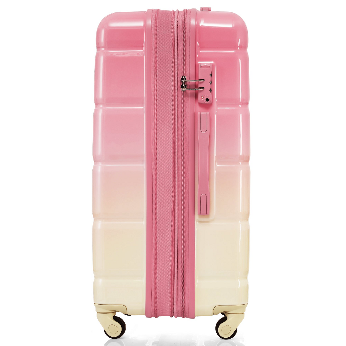 Luggage Set of 3, 20-inch with USB Port, Airline Certified Carry-on Luggage with Cup Holder, ABS+PC Hard Shell Luggage with Spinner Wheels, Gradient Pink