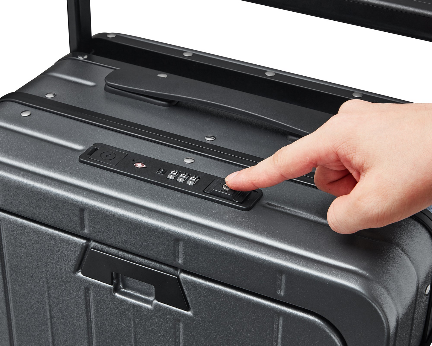 Aluminum Frame 20 Inch with Front Open Carry-on Luggage, PC Hard Shell Suitcase, Bounce Wide Handle Pull Rod Luggage with 360°Double Wheels, Built-In TSA Lock, Airline Approved Suitcase for Business