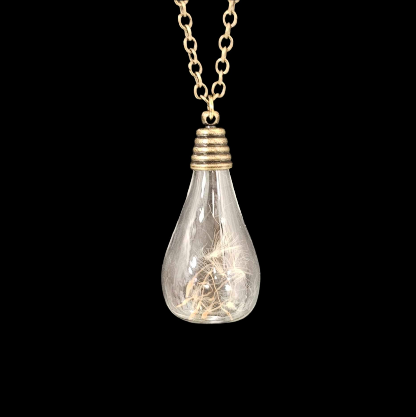 Wish In The Bottle Wish Maker Necklace With Dandelion Flowers