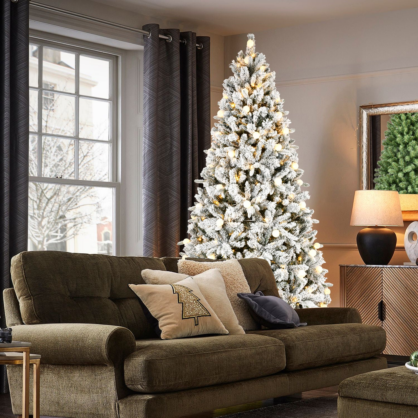 8FT PE+PVC Floceked Christmas Tree with Easy Power & Memory Wire Technology, 470 Dual-Color LEDs With 10 Function, G45 Bulbs, and 1793 Tips , Innovative Holiday Experience!
