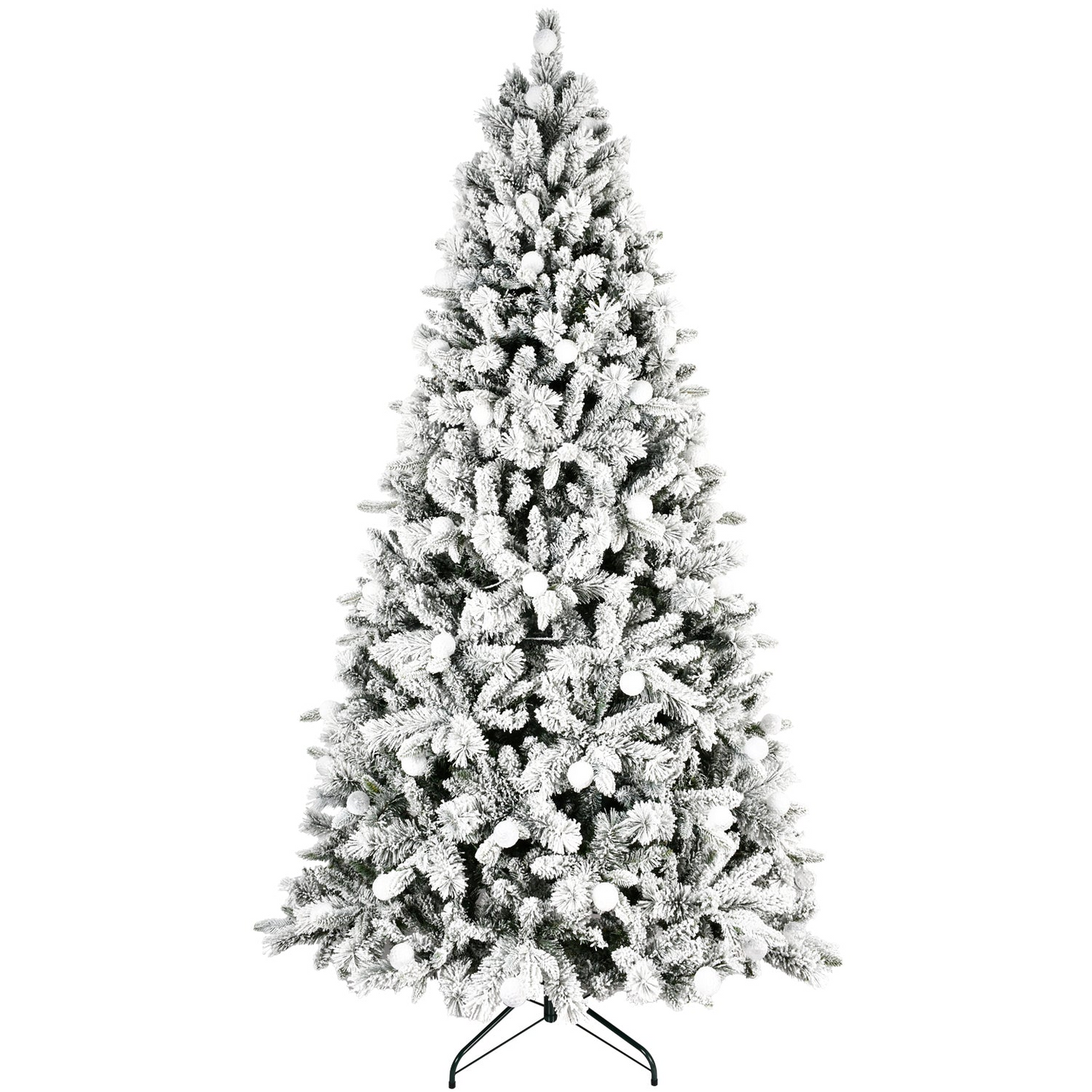 8FT PE+PVC Floceked Christmas Tree with Easy Power & Memory Wire Technology, 470 Dual-Color LEDs With 10 Function, G45 Bulbs, and 1793 Tips , Innovative Holiday Experience!