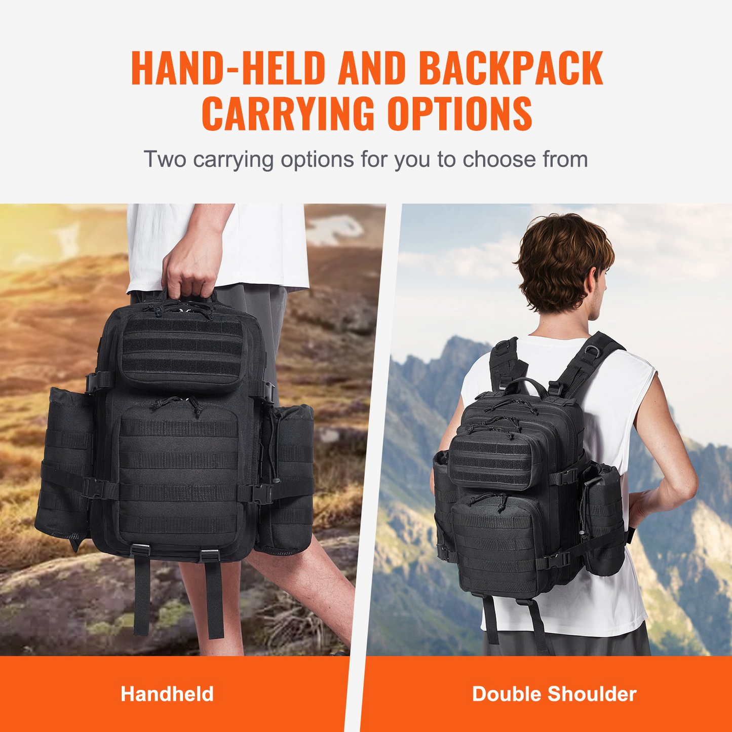 Tactical Backpack 25L Military Backpack with Molle Mode & 3 Compartments,Military Tactical Backpack For Men Molle Daypack 3 Day Bug Out Bag Hiking Rucksack With Bottle Holder
