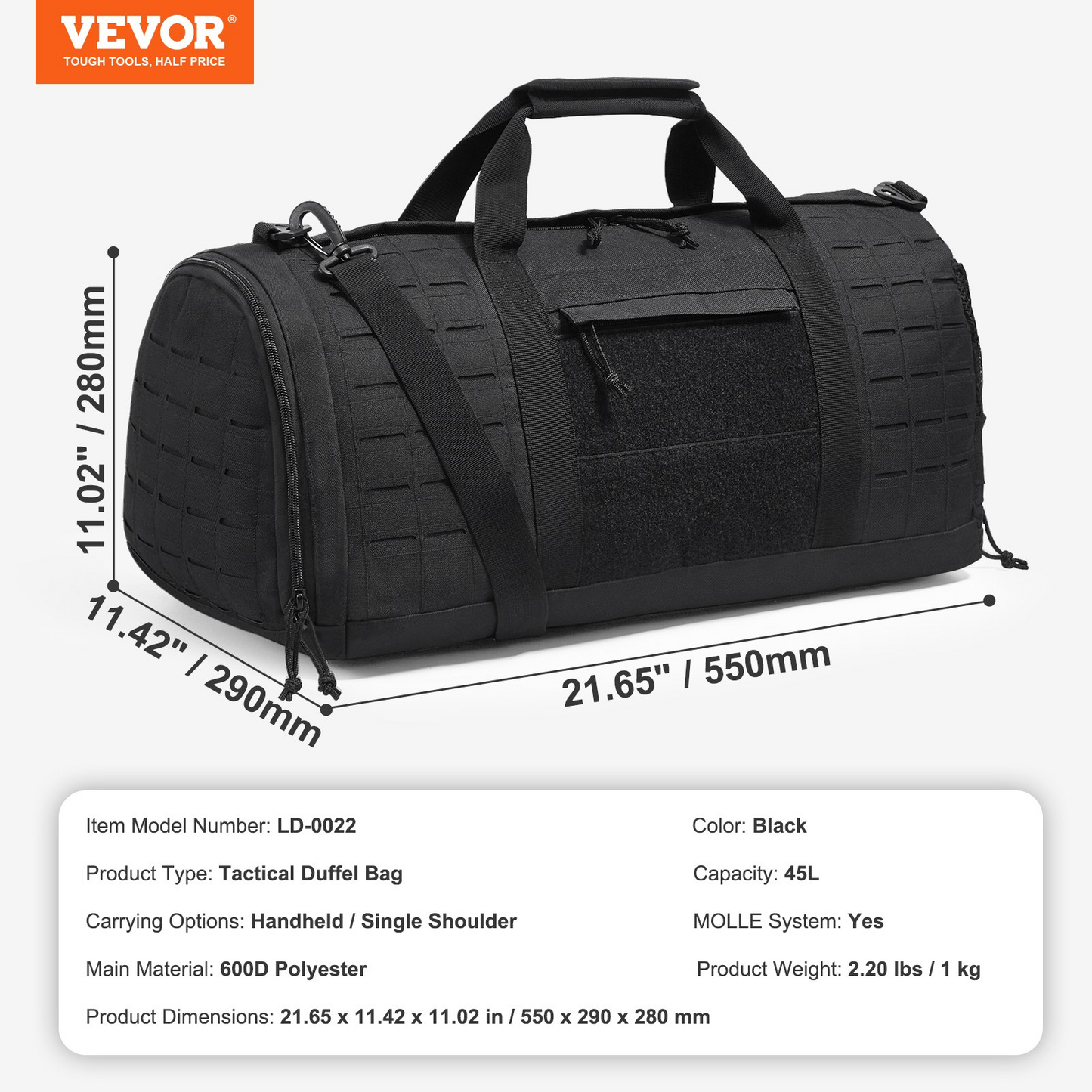 Tactical Duffle Bag 45L Gym Bag Duffle Molle Design & Shoe Compartment,Travel Weekender Bag for Men Women Workout Bag for Military,Sports,Overnight,Basketball,Tactical,Football,Waterproof & Tear Resistant