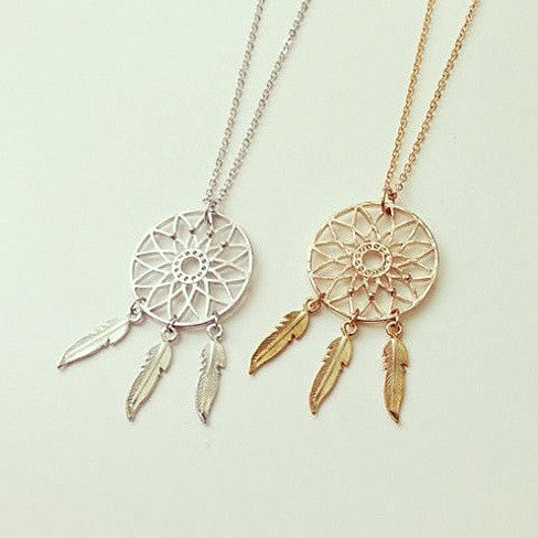 BELIEVE The Dream Catcher Necklaces In Yellow And White Gold Plating