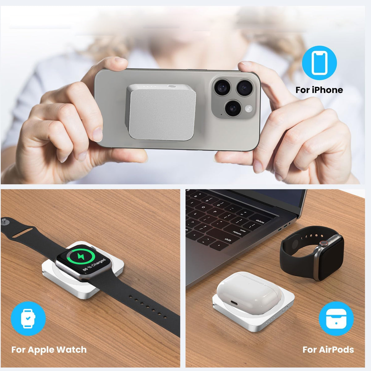 Mega Mini 3 In 1 Quality And Safety Magnetic Wireless Mega Capacity Mini Power Bank
