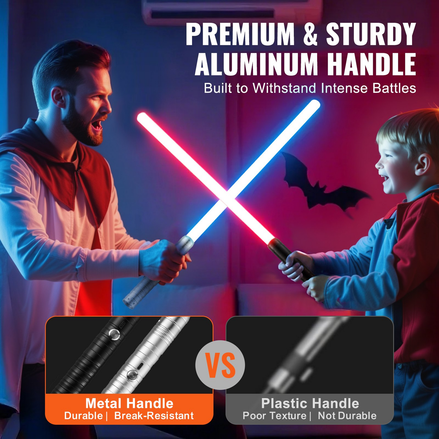 Lightsaber 2 Pack 7 RGB Colors Rechargeable Dueling Light Saber