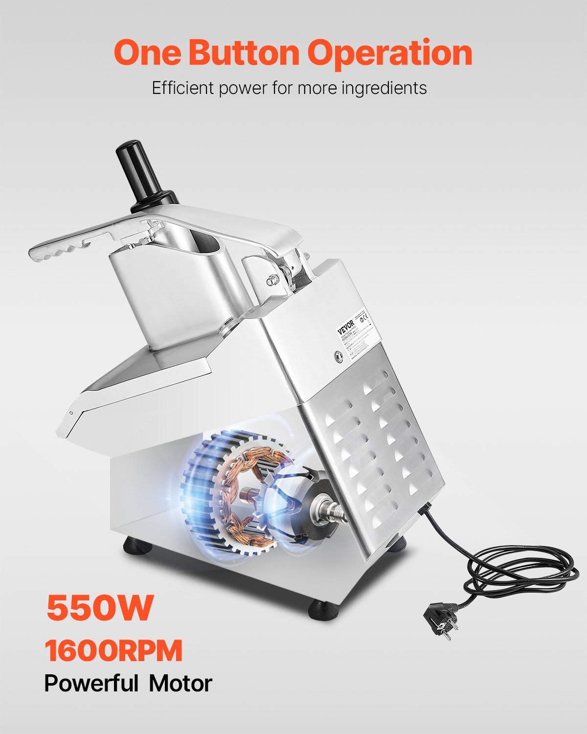 Food Processor Vegetable Chopper w/ 6 Blades Food-Grade Stainless Steel Blender