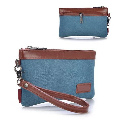 Stone Washed This & That Canvas Clutch and Wrist let 2 in 1 Purse