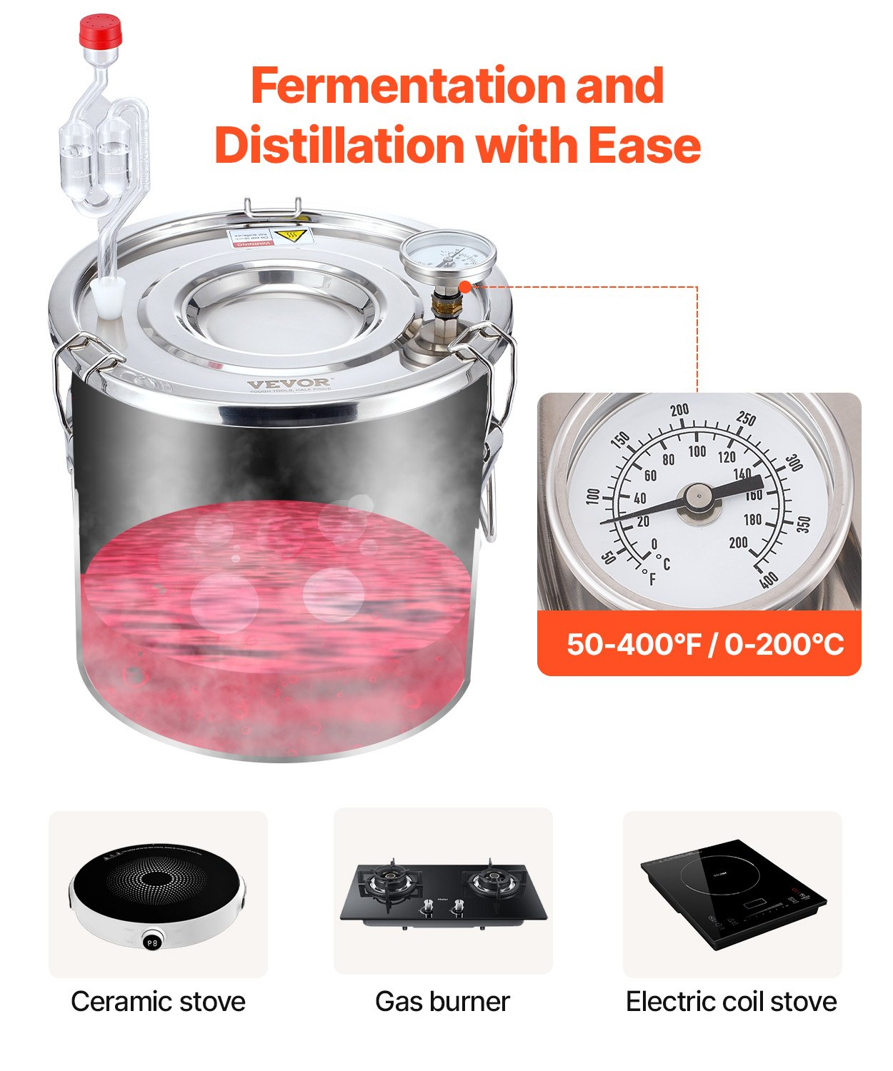 Moonshine Still 3 Gal Water Wine Alcohol Distiller Brewing Kit Stainless Steel