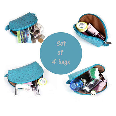 COSMO Cosmetic Faux Ostrich Cases In Set of 4