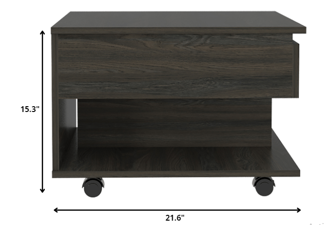 "22"" Carbon Espresso Manufactured Wood Rectangular Coffee Table With Drawer"