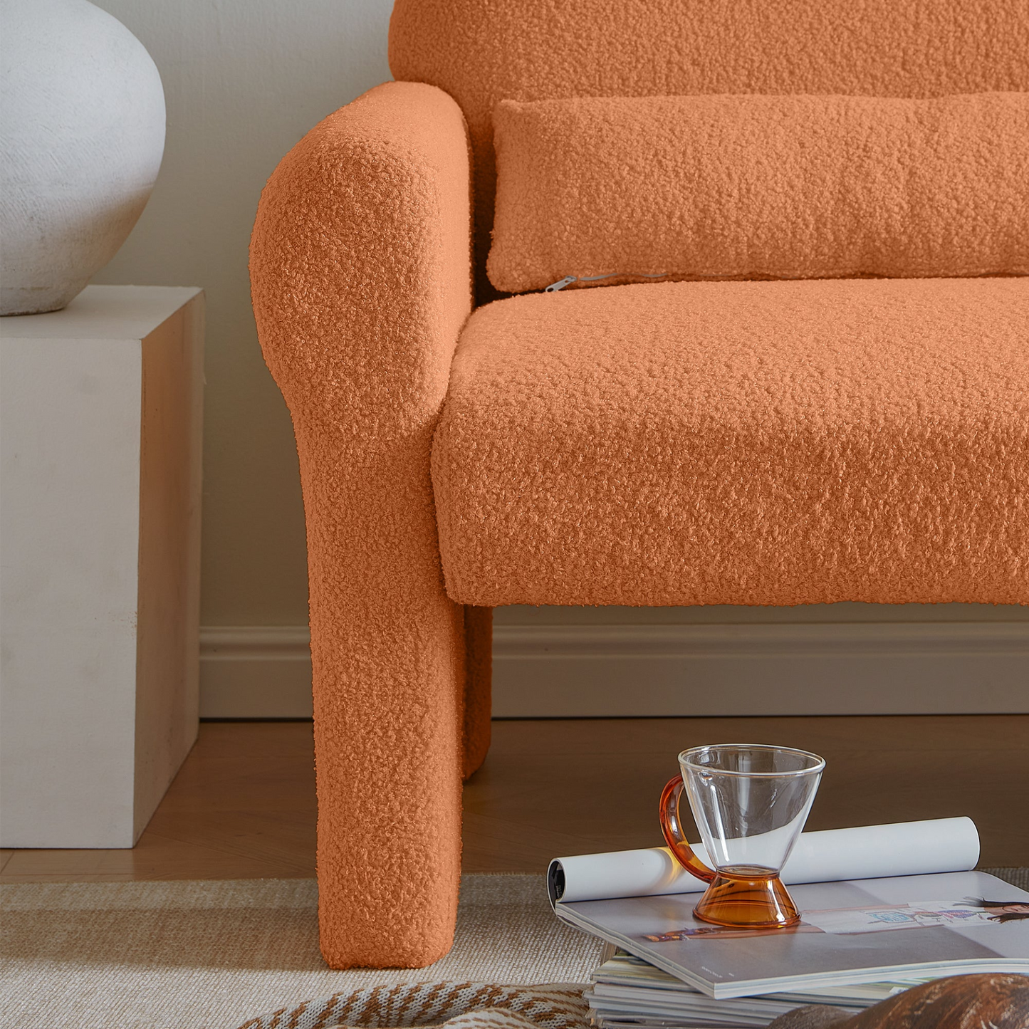 modern boucle loveseat for Living room