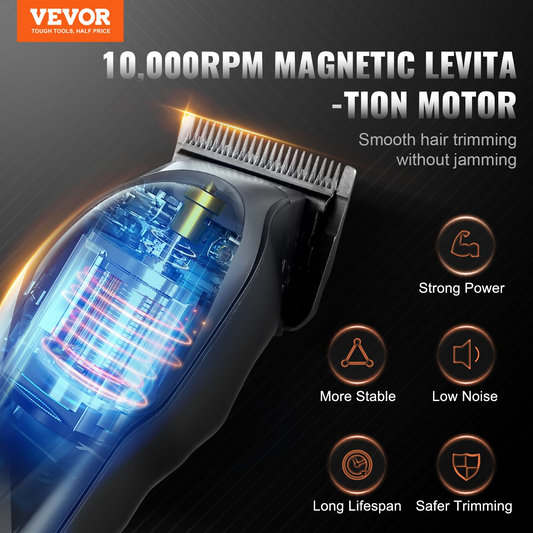 VEVOR Professional Hair Clipper Men's Barber Clipper 10000RPM & DLC Fade Blade