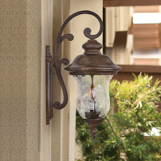 Vintage Outdoor Wall Lantern, Weatherproof Exterior Sconce Light with Clear Glass Shade, Waterproof Wall Mount Light Fixture for Patio, Porch, or Entryway(One piece&No bulb)