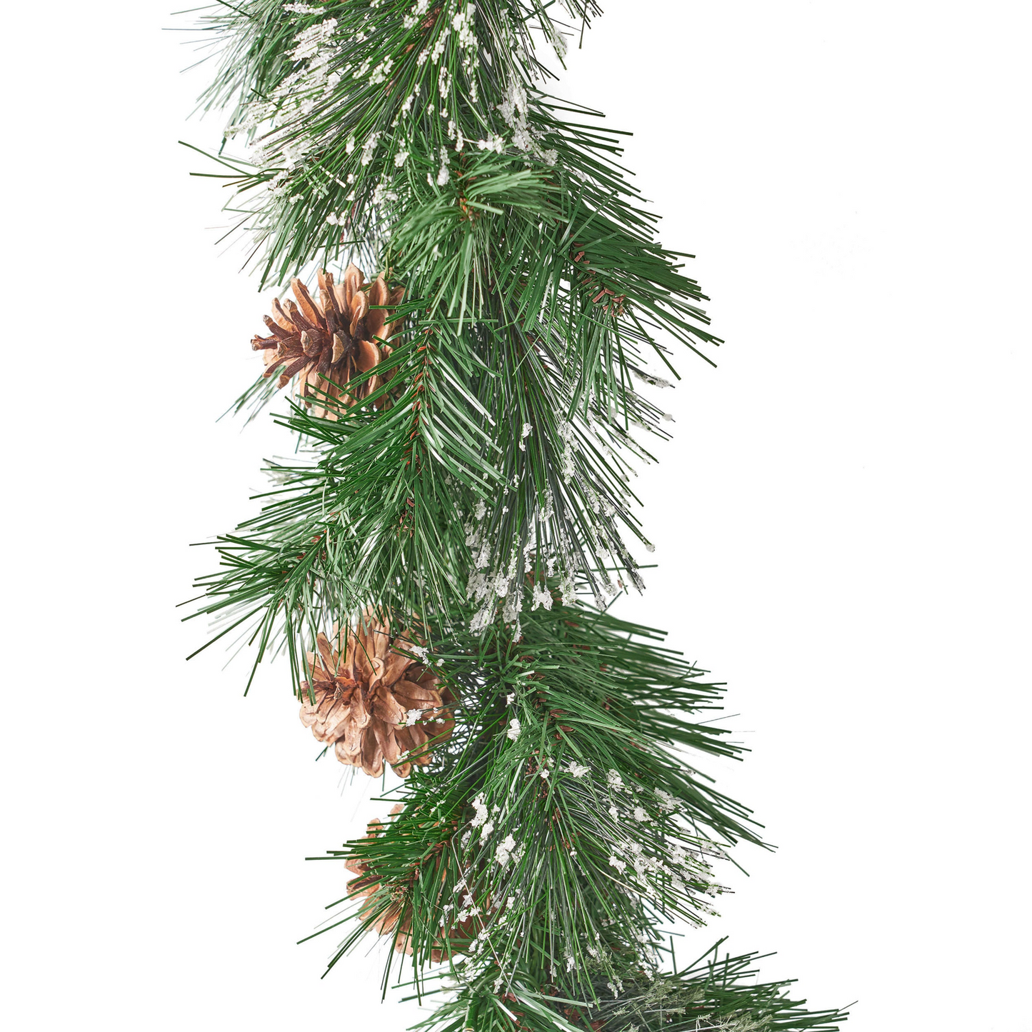 2-packed 9'X10'' Cashmere and Snow Bristle Garland with 20 Pine Cones and with 50 Warm White LED Lights with Timer-Battery Operated-Outdoor,160 Tips