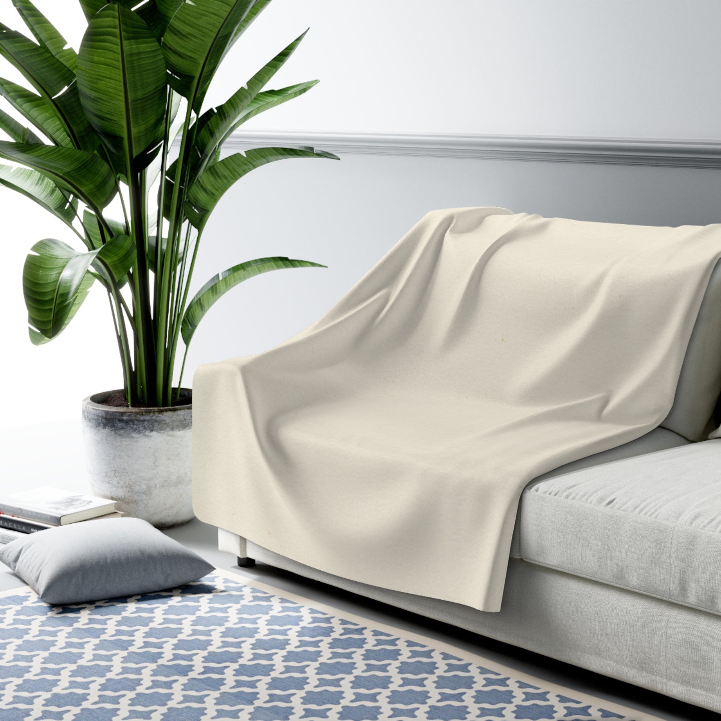 Cream Sherpa Fleece Blanket | Plush Reversible Throw, Cozy Home Layer